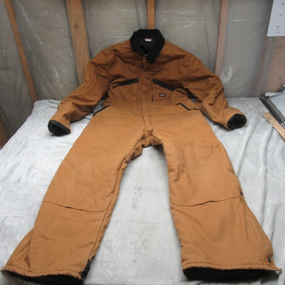 Dickies Coveralls Mens Large Brown Insulated Duck Canvas Rugged Work 30
